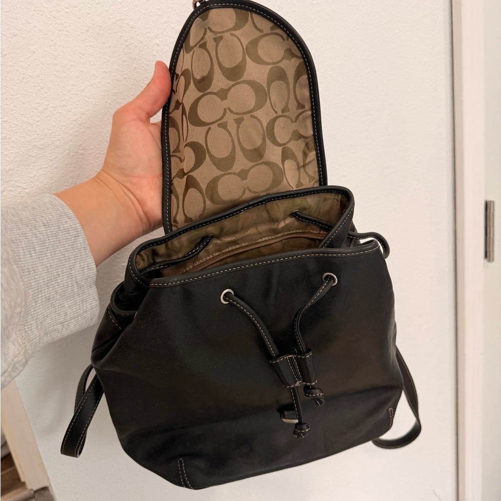 Coach Black Leather Backpack - Picture 6 of 10